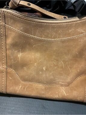 Frye Distressed Tan Leather Messenger Bag